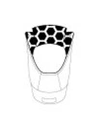 Mark consisting of a repeating pattern of hexagonal shapes on the inner lining of a shoe upper. Mark consisting of a repeating pattern of hexagonal shapes on the inner lining of a shoe upper.
