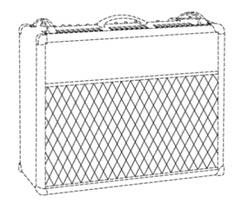 A mark drawing showing a mark consisting of a repeating diamond pattern appearing on the cloth speaker grill of a musical instrument amplifier. A mark drawing showing a mark consisting of a repeating diamond pattern appearing on the cloth speaker grill of a musical instrument amplifier.