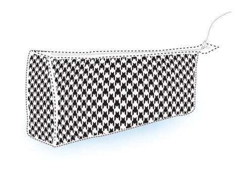 Drawing depicting a repeating houndstooth pattern applied to the entire exterior surface of the side and end panels of a handbag. Drawing depicting a repeating houndstooth pattern applied to the entire exterior surface of the side and end panels of a handbag.