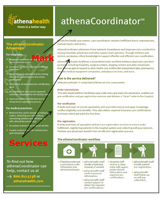 Screenshot of AthenaCoordinator webpage advertising physician order support, medical practice management, and computer services. Screenshot of AthenaCoordinator webpage advertising physician order support, medical practice management, and computer services.