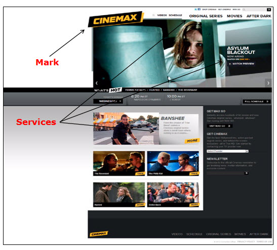 Screenshot of Cinemax webpage advertising various television programs. Screenshot of Cinemax webpage advertising various television programs.