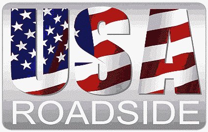 License plate design with the words "USA ROADSIDE" and with "USA" having an American flag background License plate design with the words "USA ROADSIDE" and with "USA" having an American flag background