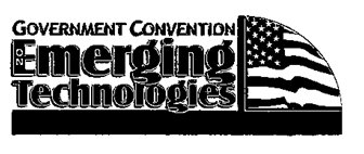 The words "Government Convention Emerging Technologies" with a black base and a partial outline of an American flag to the right such that the whole gives the impression of a semi truck with trailer. The words "Government Convention Emerging Technologies" with a black base and a partial outline of an American flag to the right such that the whole gives the impression of a semi truck with trailer.