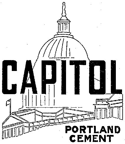The outline of the U.S. Capitol Building in the background with the words "Capitol Portland Cement" The outline of the U.S. Capitol Building in the background with the words "Capitol Portland Cement"