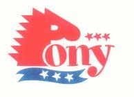 The word Pony. The letter "P" in Pony is represented by the image of a pony's head. The word Pony. The letter "P" in Pony is represented by the image of a pony's head.
