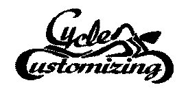 The words Cycle Customizing. The words are joined together, forming the shape of a motorcycle. The words Cycle Customizing. The words are joined together, forming the shape of a motorcycle.