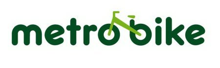 The word "metrobike." The words are joined together with the letters "o" and "b" forming the wheels of a bicycle and a design element forming the frame, handles, and seat. The word "metrobike." The words are joined together with the letters "o" and "b" forming the wheels of a bicycle and a design element forming the frame, handles, and seat.