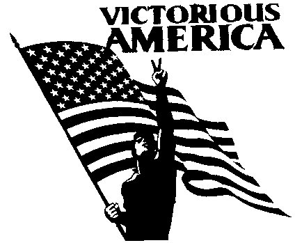 Man holding American flag with words "Victorious America" above it Man holding American flag with words "Victorious America" above it