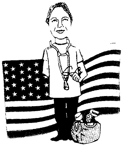 Doctor and American flag Doctor and American flag