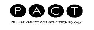 Design comprising the letters 'P' 'A' 'C' 'T' represented in a stylized font, each within a shaded circle, and the wording 'PURE ADVANCED COSMETIC TECHNOLOGY' represented in a stylized font underneath. Design comprising the letters 'P' 'A' 'C' 'T' represented in a stylized font, each within a shaded circle, and the wording 'PURE ADVANCED COSMETIC TECHNOLOGY' represented in a stylized font underneath.