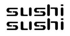 Design comprising the words ‘sushi sushi’ represented in stylized font. Design comprising the words ‘sushi sushi’ represented in stylized font.