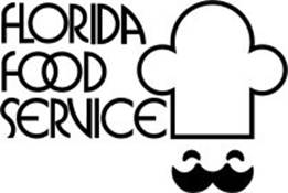Design comprising the wording 'FLORIDA'S FOOD SERVICE' represented in stylized font to the left of a design of a chef's hat with eyes and mustache underneath. Design comprising the wording 'FLORIDA'S FOOD SERVICE' represented in stylized font to the left of a design of a chef's hat with eyes and mustache underneath.