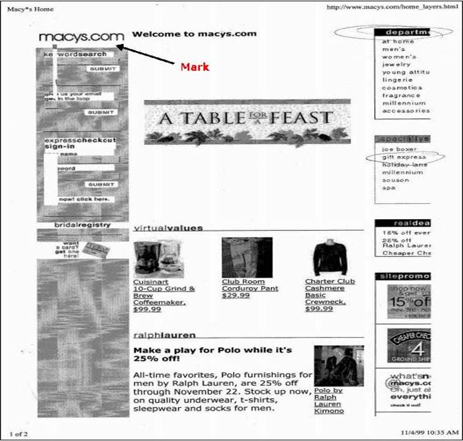 Description: Screenshot of department store webpage dispalying coffeemaker and clothing products. Description: Screenshot of department store webpage dispalying coffeemaker and clothing products.